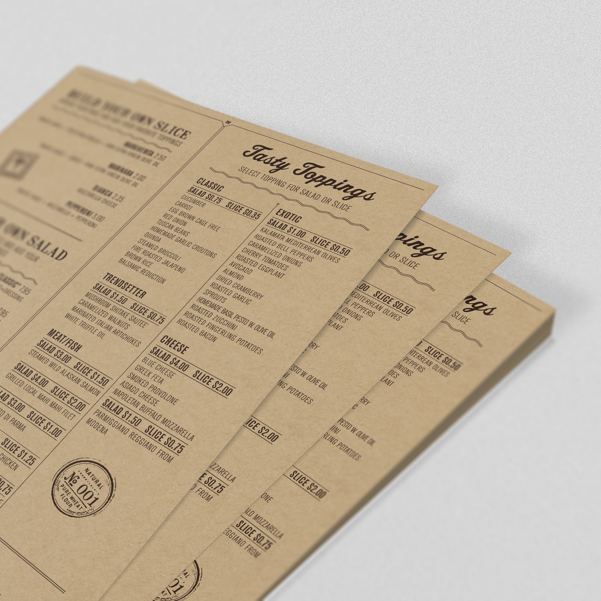 Печать меню на крафт бумаге