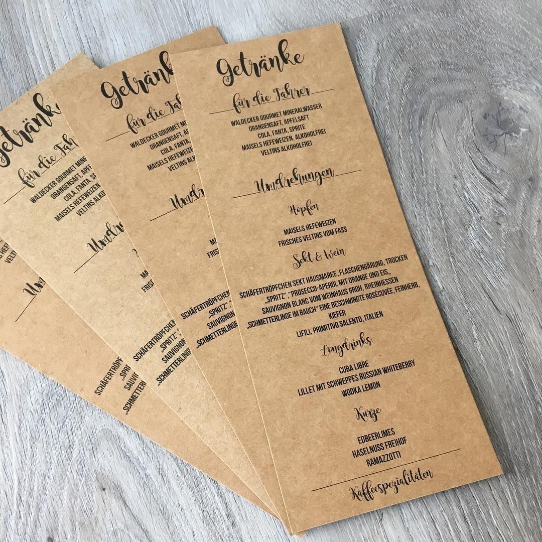 Печать меню на крафт бумаге