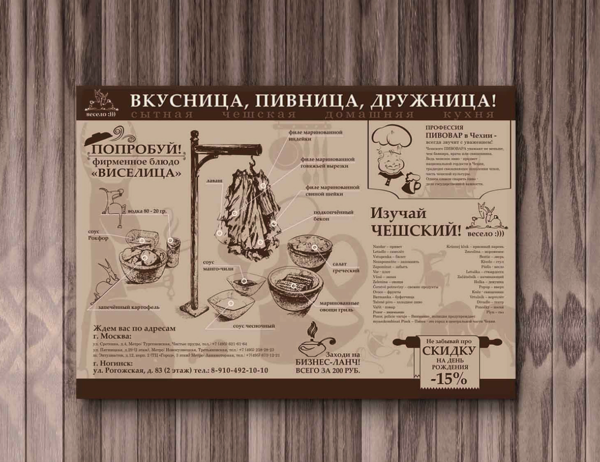 Печать меню плейсмет на подносы