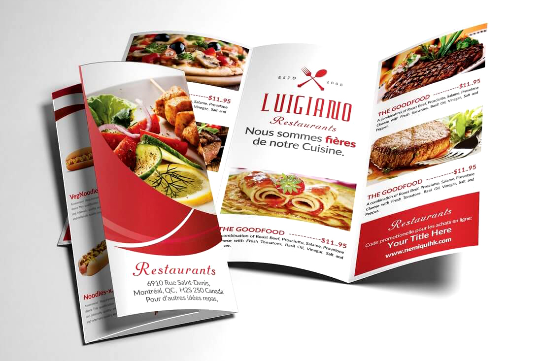 Срочное изготовление меню в виде буклета