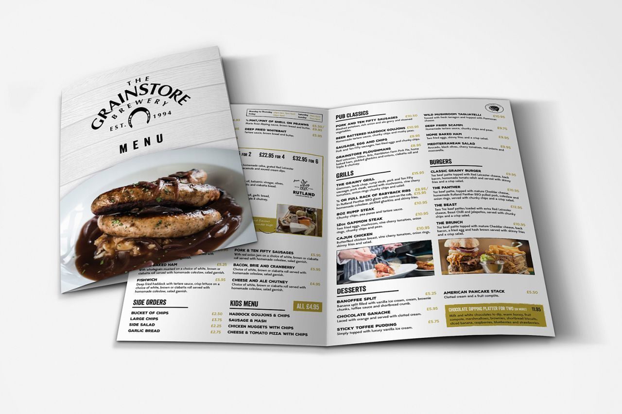 Срочное изготовление меню в виде буклета