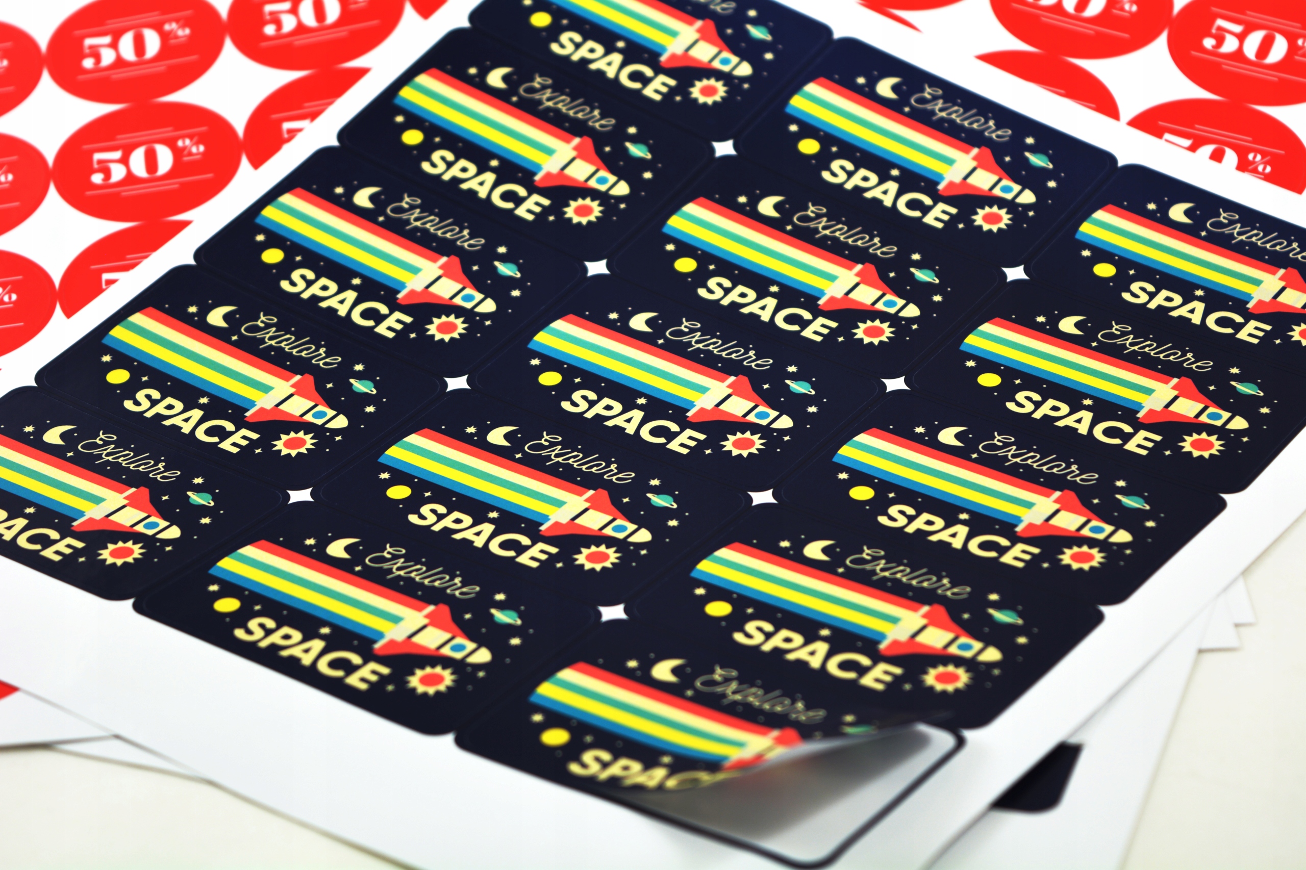 Печать прямоугольных наклеек