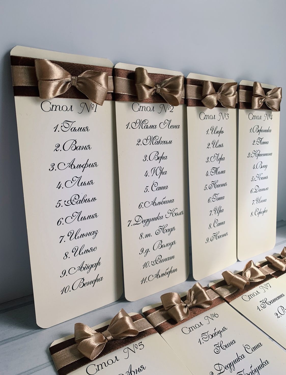 Изготовление рассадочных банкетных карточек для свадьбы