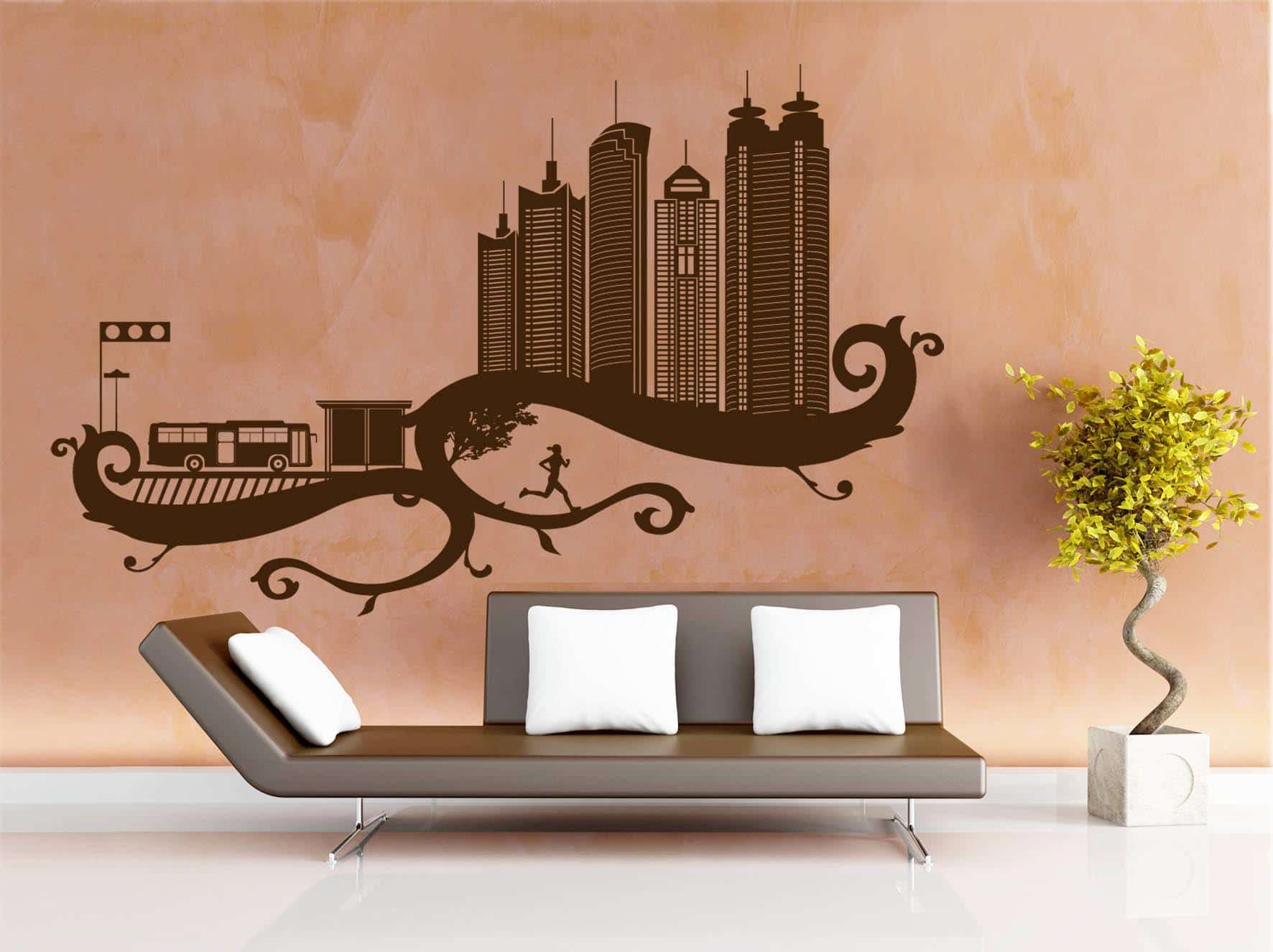 Печать интерьерных наклеек город