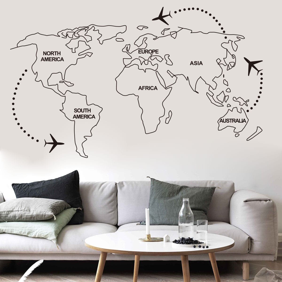 Печать интерьерных наклеек карта мира