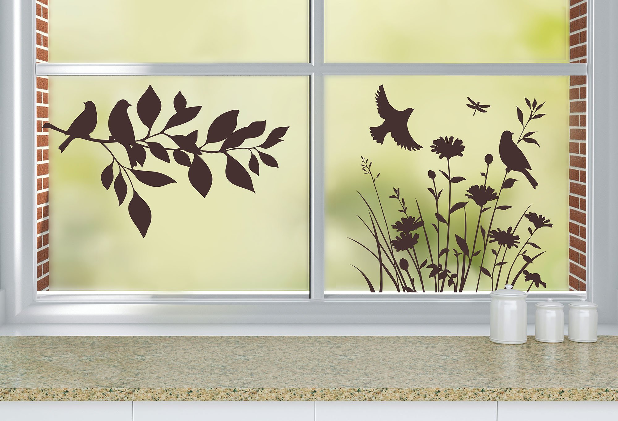 Печать интерьерных наклеек окно