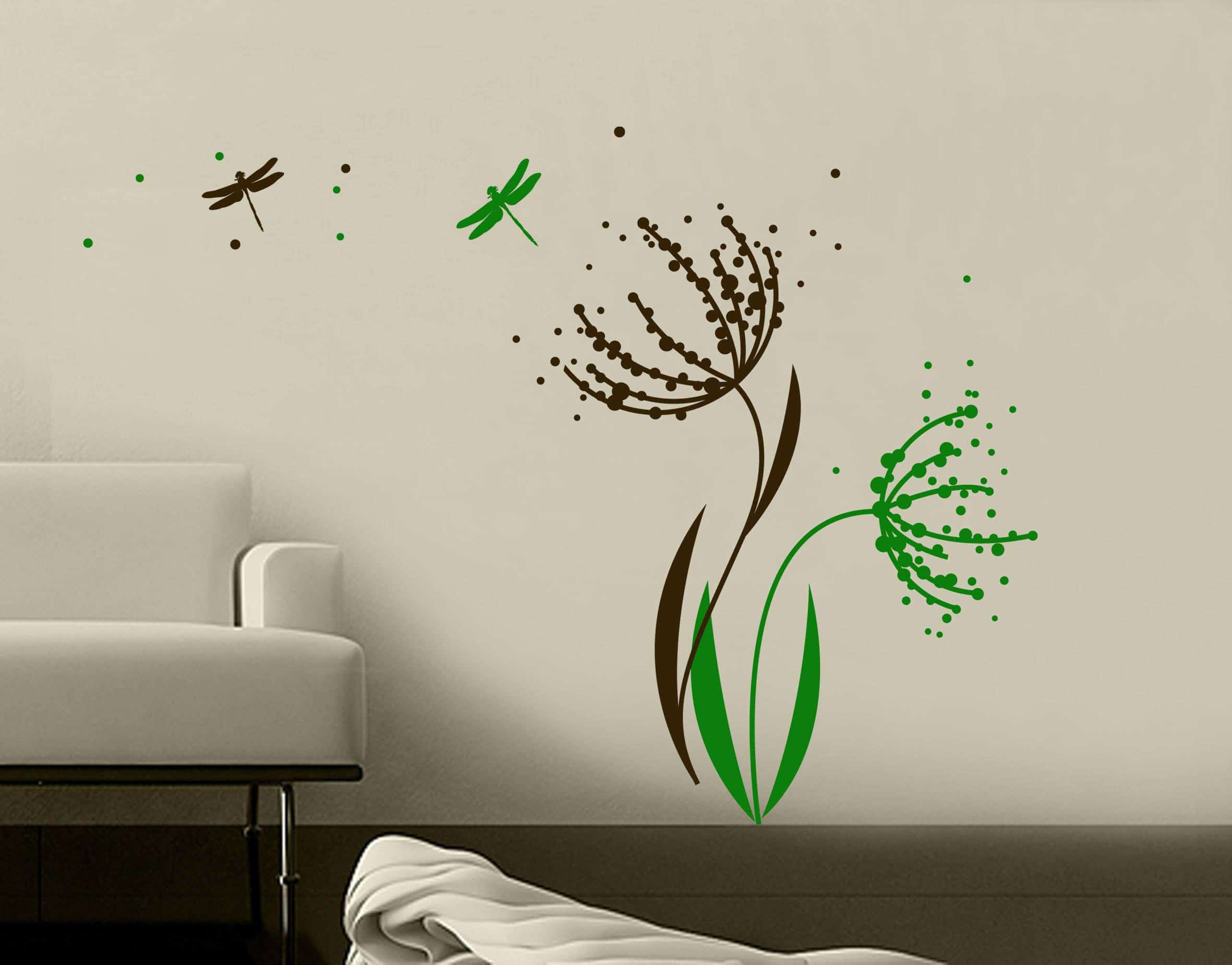 Печать интерьерных наклеек цветы