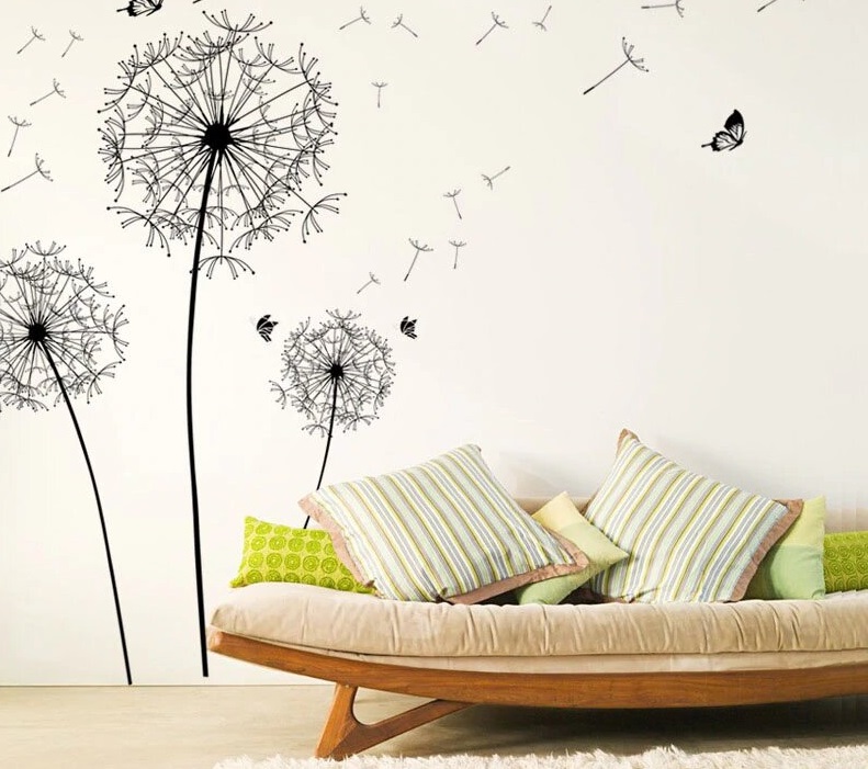 Печать интерьерных наклеек цветы