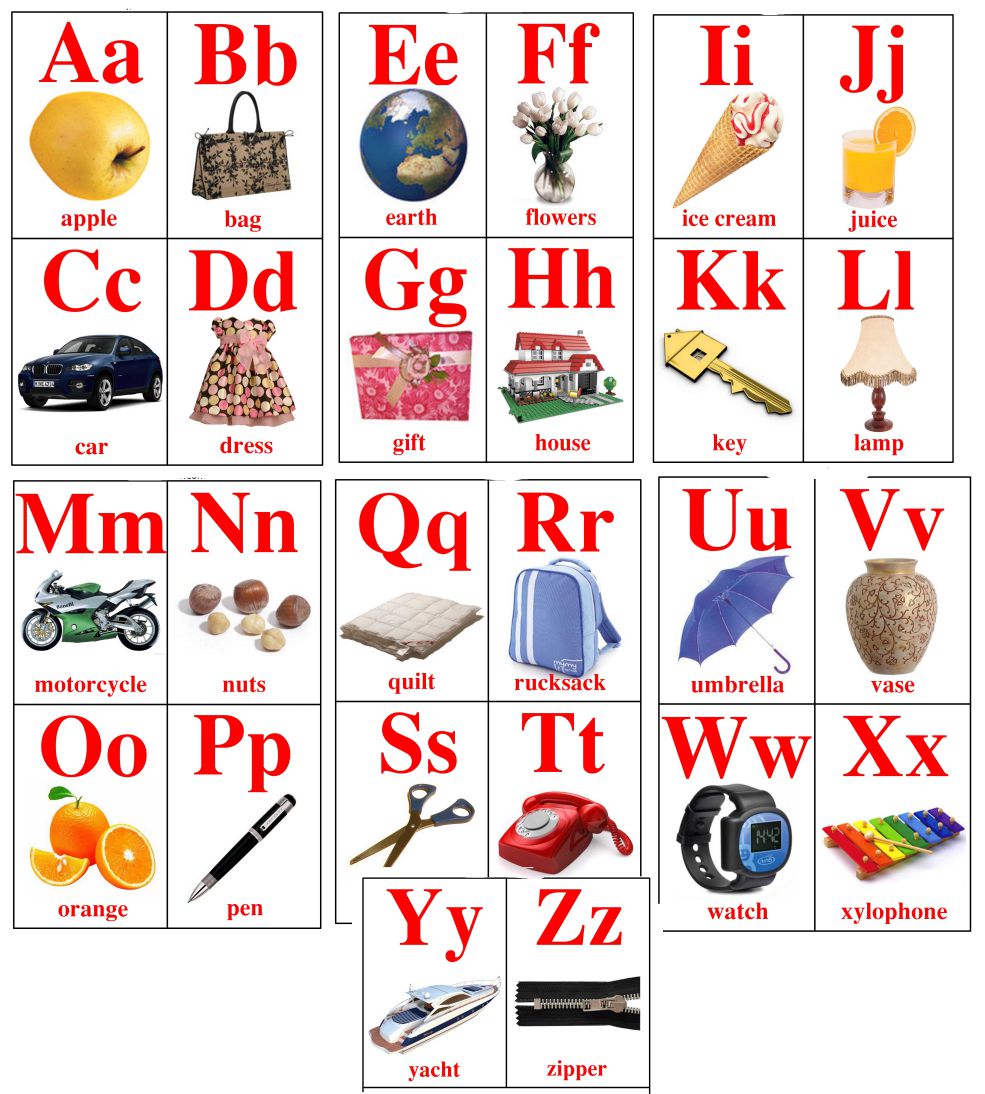 Печать карточек английского алфавита