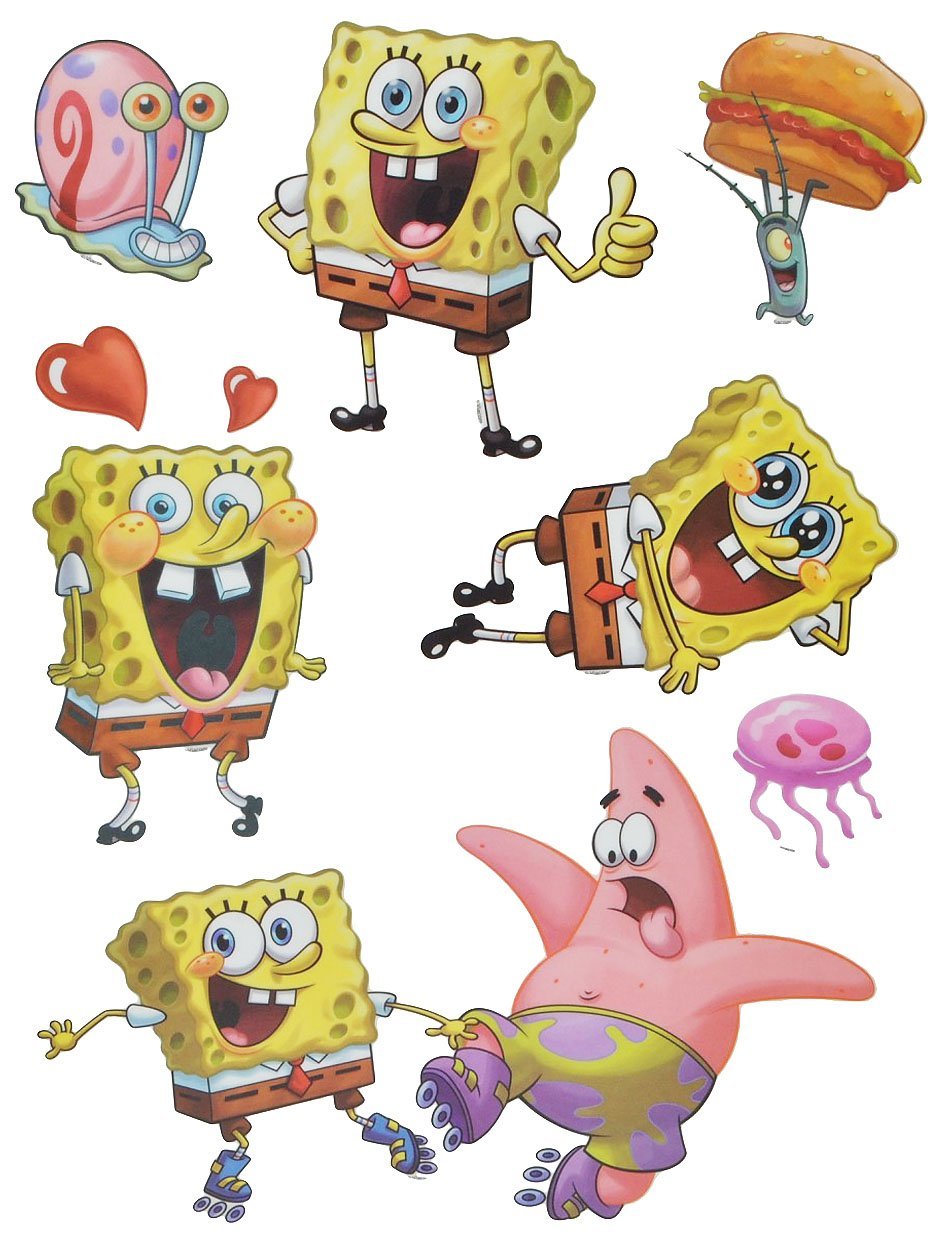 Печать наклеек губка боб