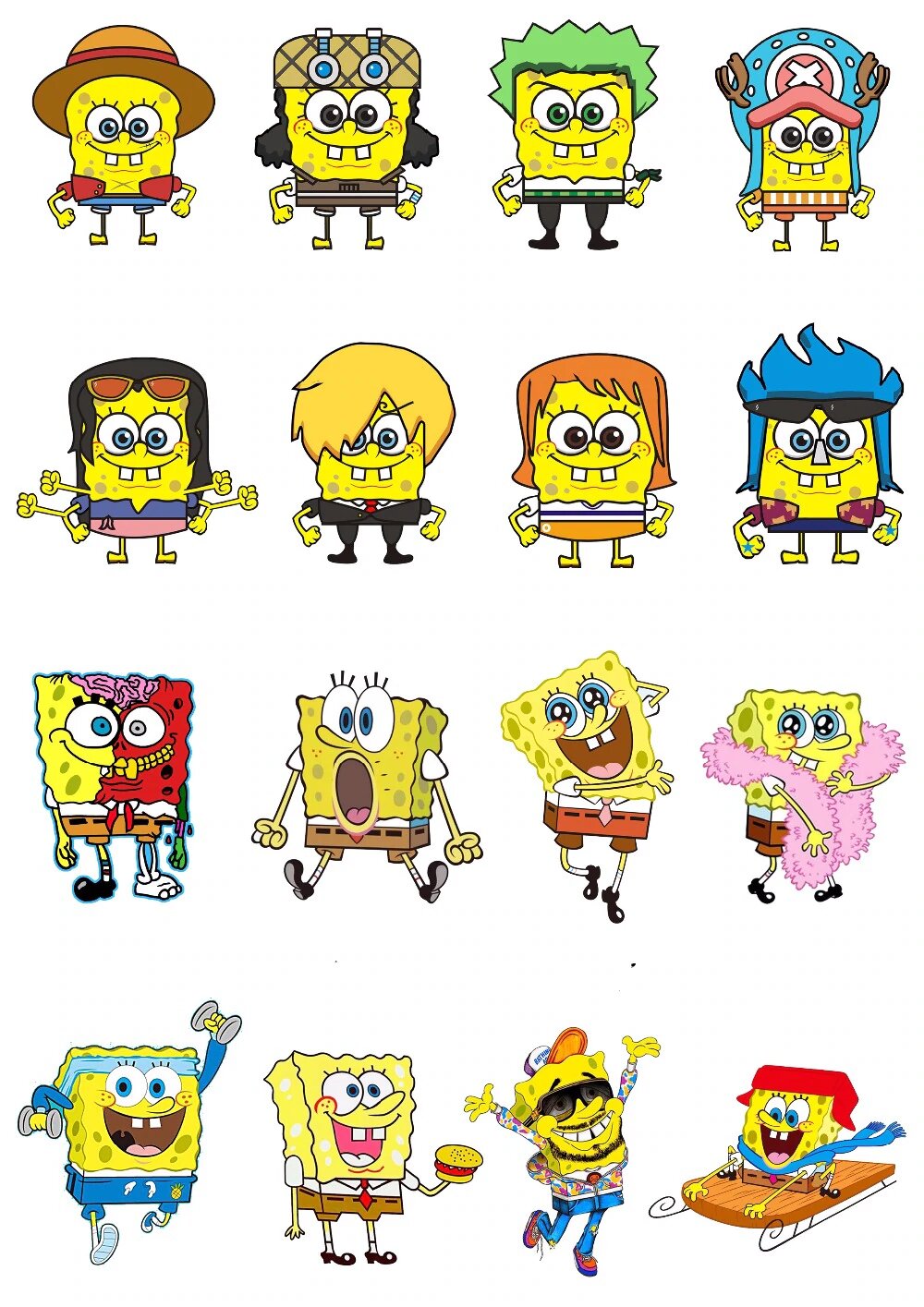 Печать наклеек губка боб