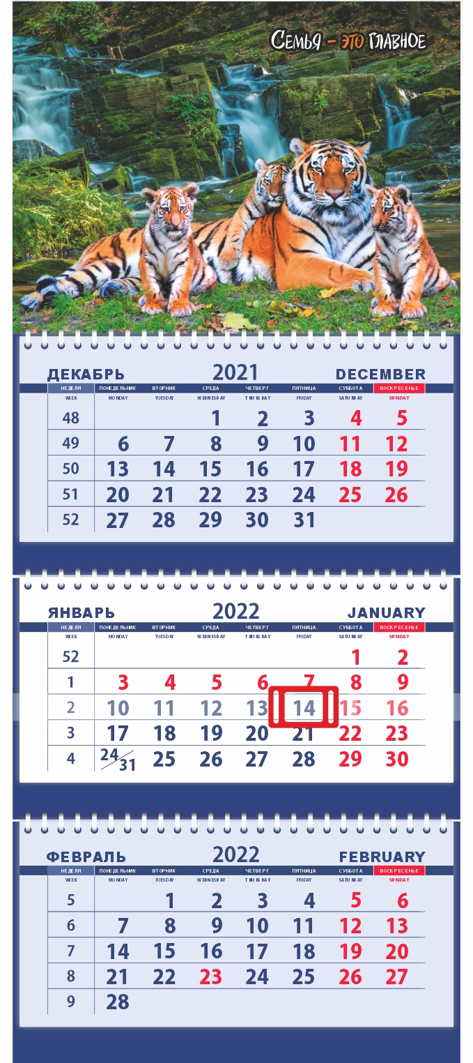 Печать квартальных календарей с тигром