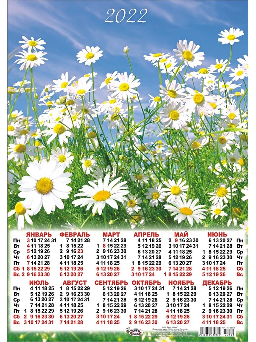 Печать календарей-плакатов на 2022 год