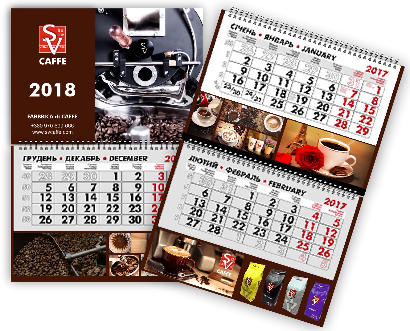 Печать квартальных календарей на английском