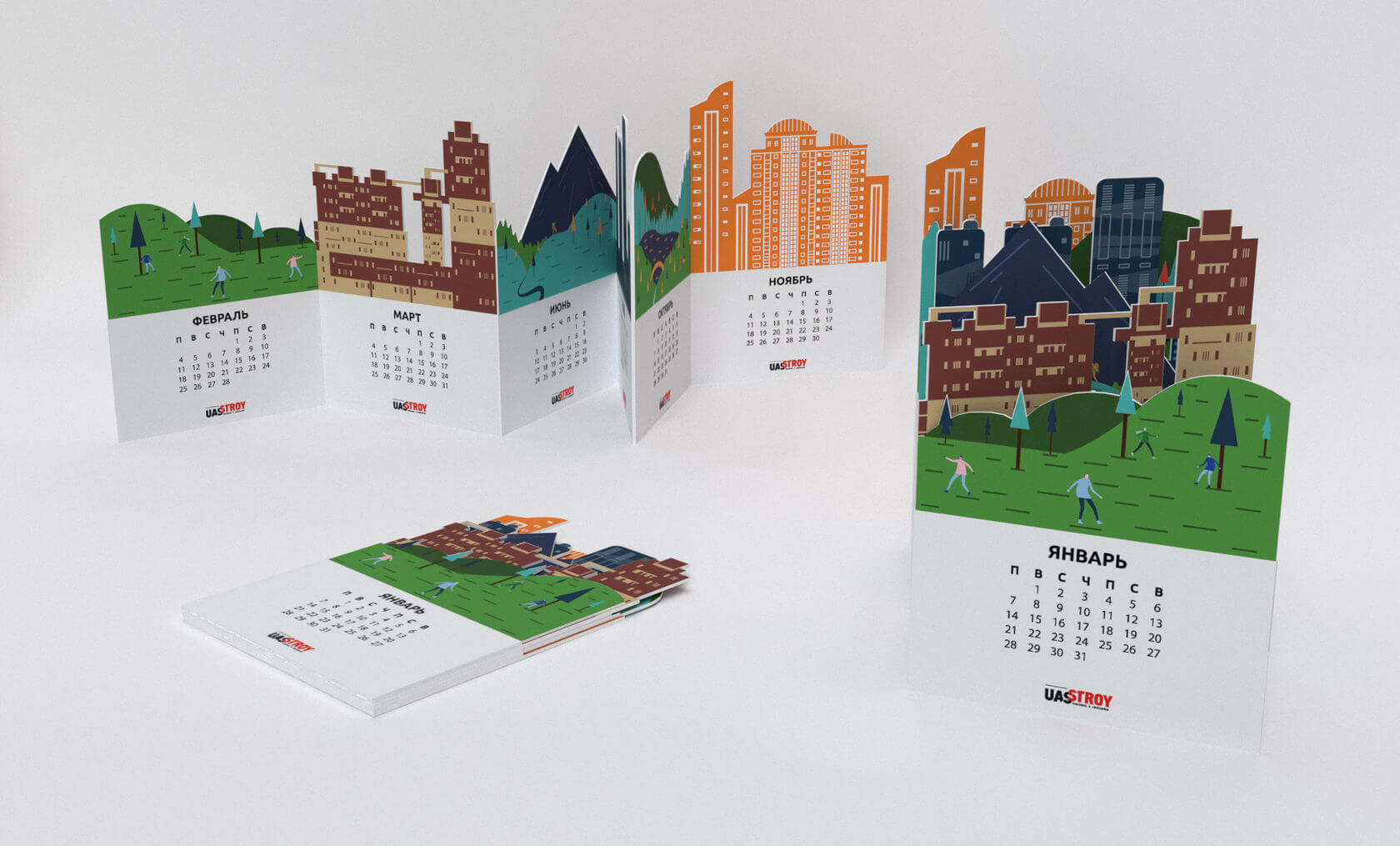 Печать квартальных календарей с вырубкой