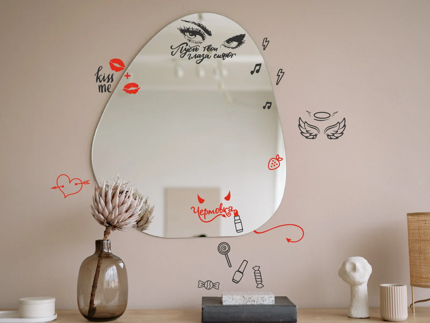 Печать наклеек на зеркало