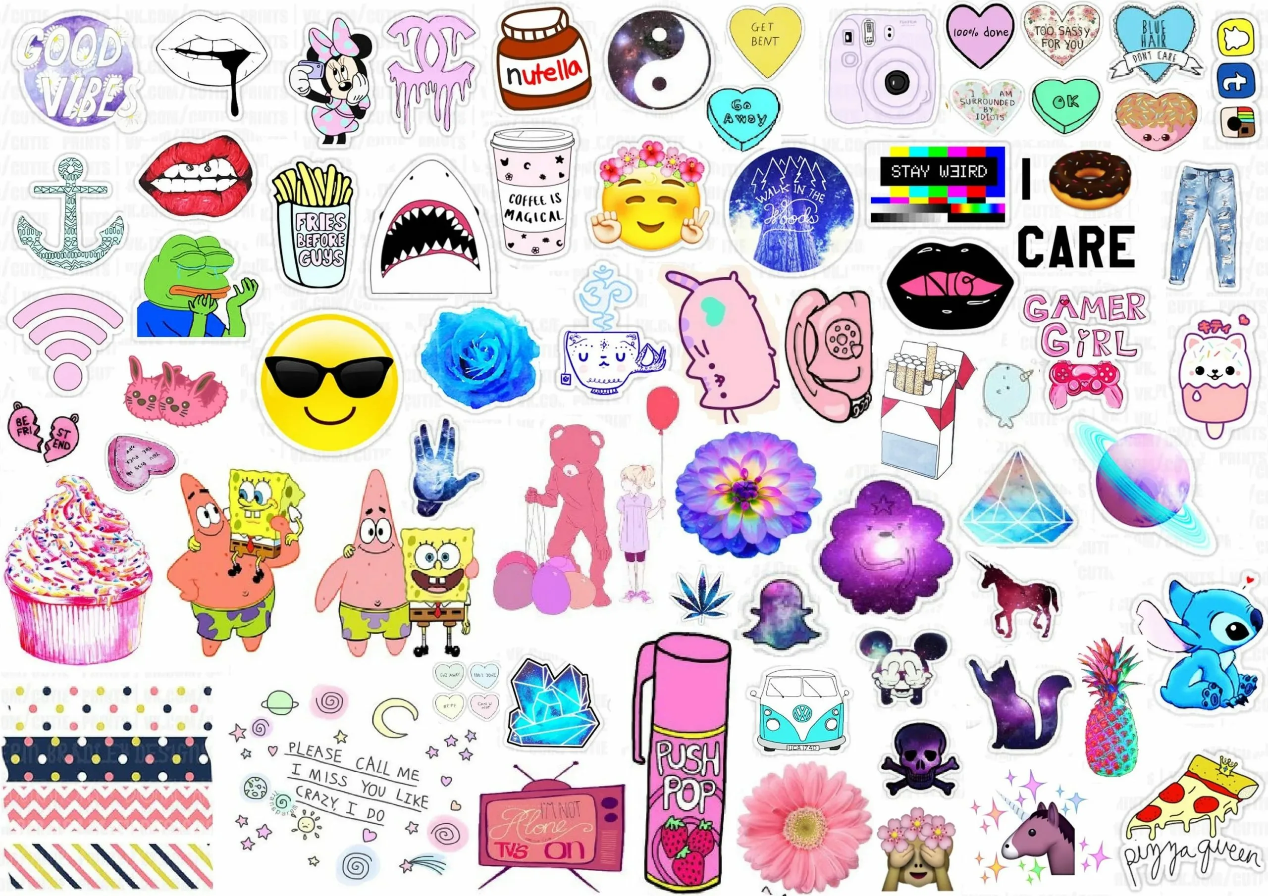 Печать цветных наклеек для девочек