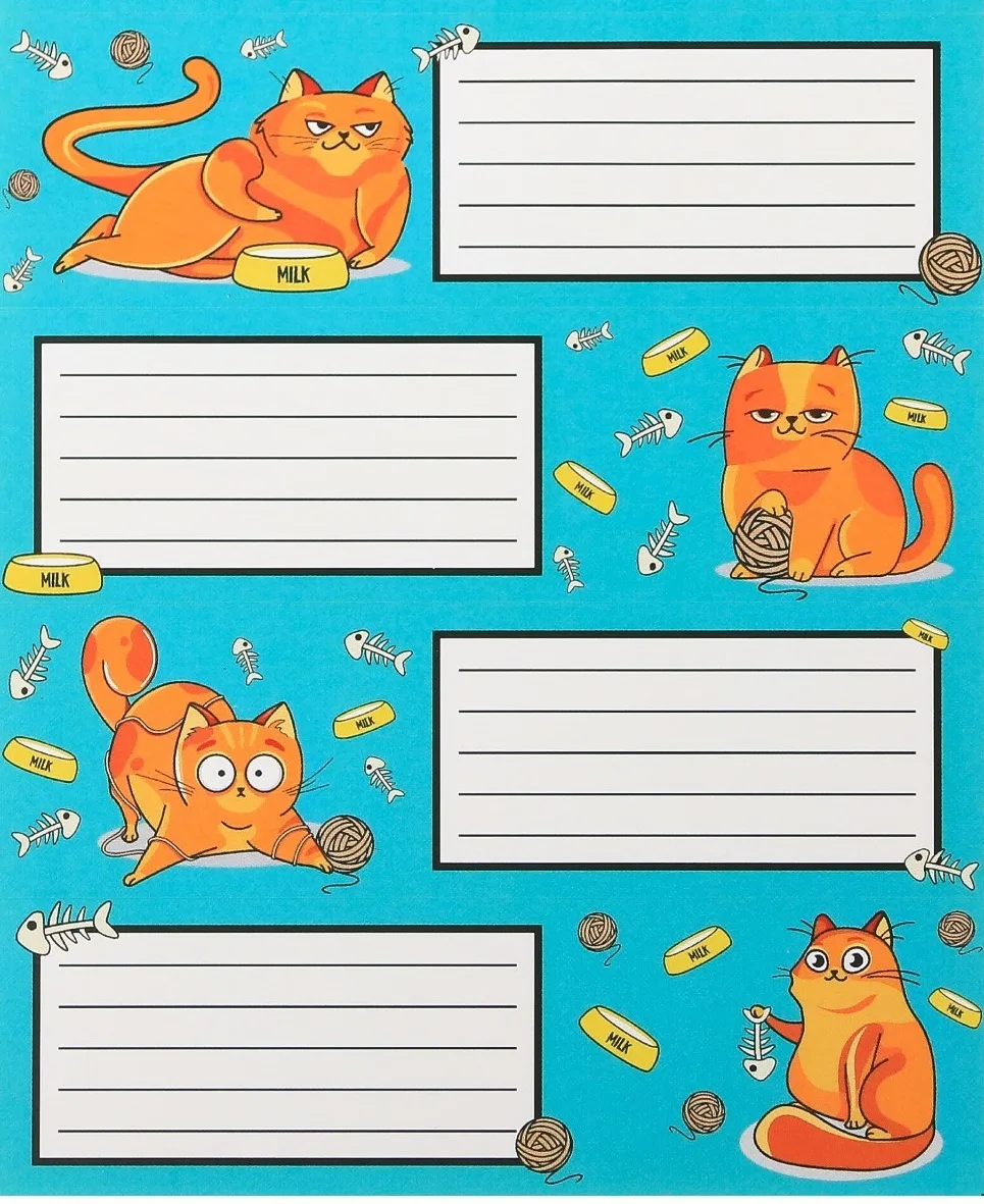 Печать наклеек на тетради для подписи