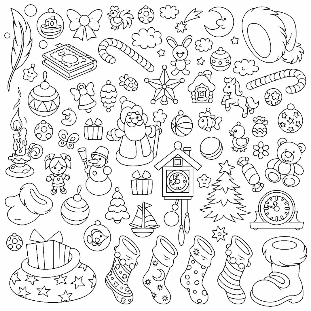 Печать новогодних черно-белых наклеек для лд