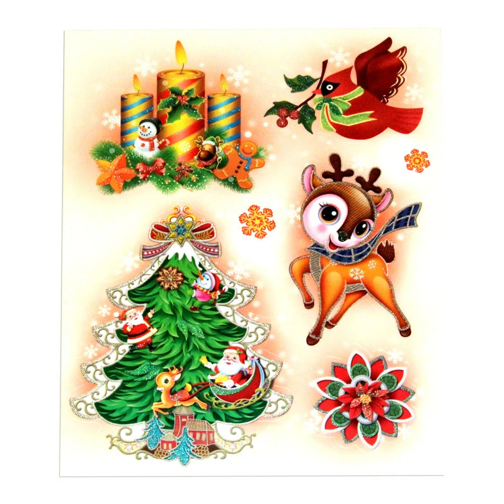 Печать новогодних цветных наклеек