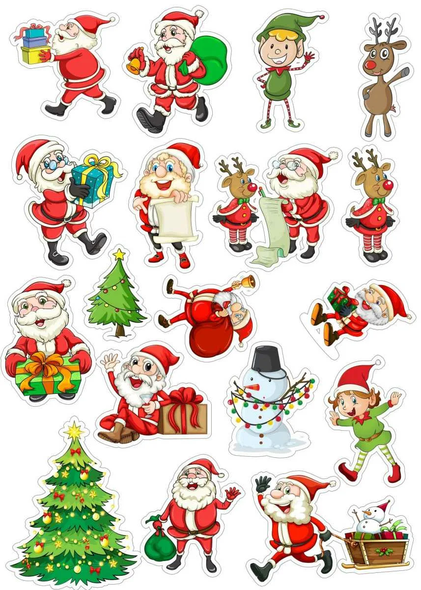 Печать новогодних цветных наклеек