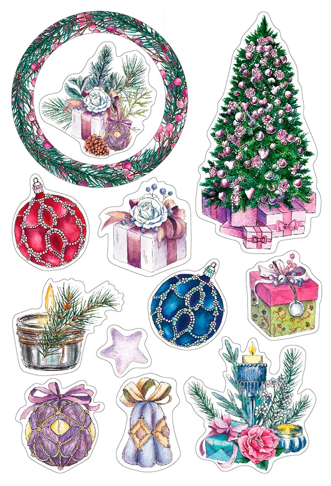 Печать новогодних наклеек для скрапбукинга