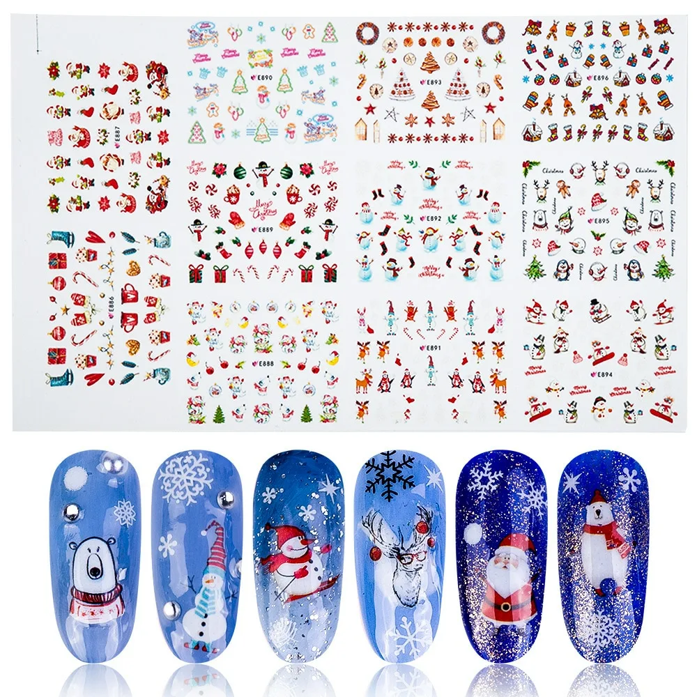 Печать новогодних наклеек на ногти