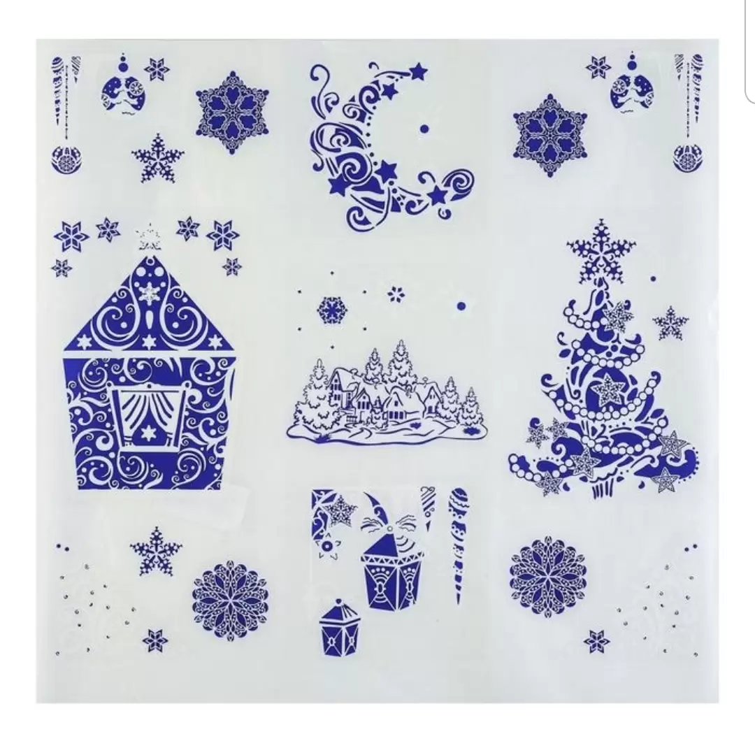 Печать новогодних наклеек на окна