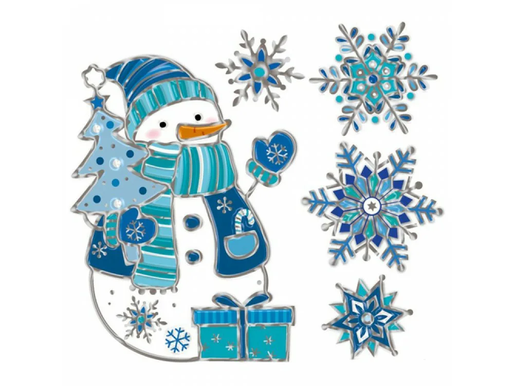 Печать новогодних наклеек на окна