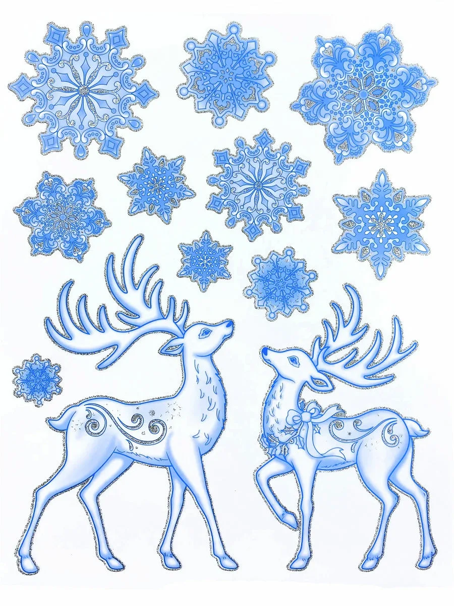 Печать новогодних наклеек на окна