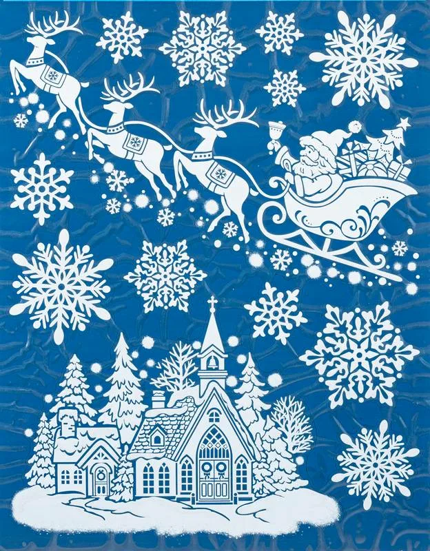 Печать новогодних наклеек на окна