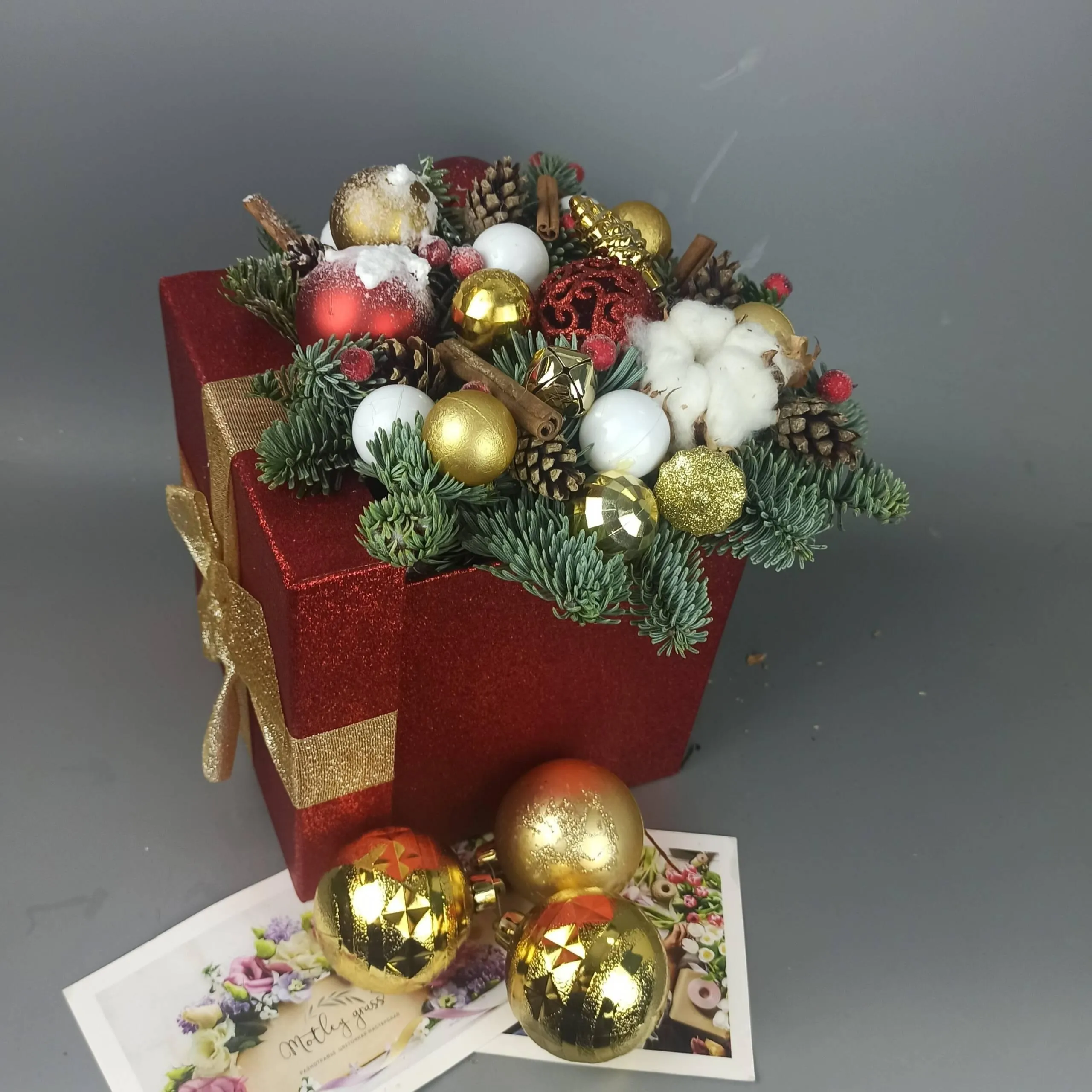 Новогодняя упаковка с шарами