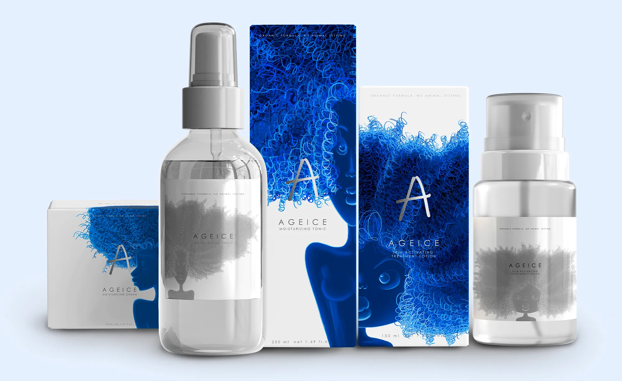 Синяя упаковка для косметики