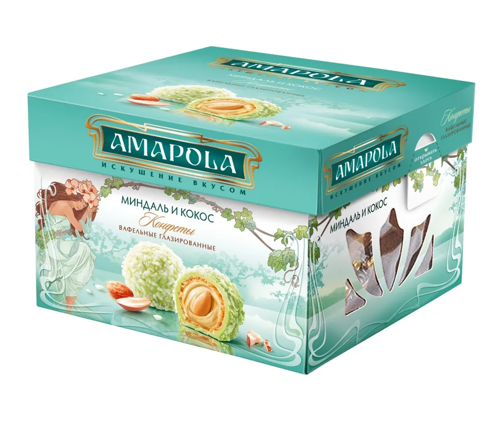 Зеленая упаковка для конфет