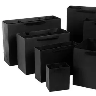 Черные бумажные пакеты со сборным дном