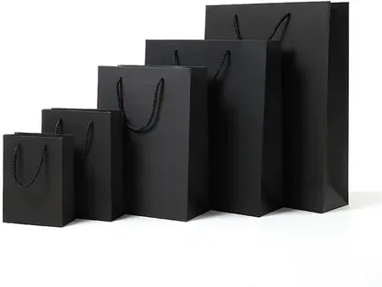 Черные бумажные пакеты со сборным дном