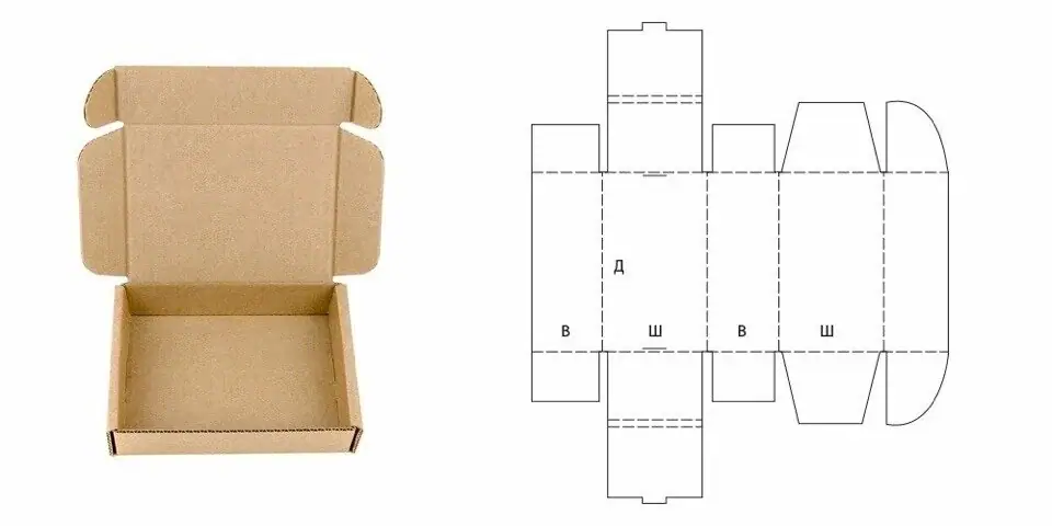 Готовая развертка коробки из картона с крышкой: скачайте шаблон + инструкция по сборке