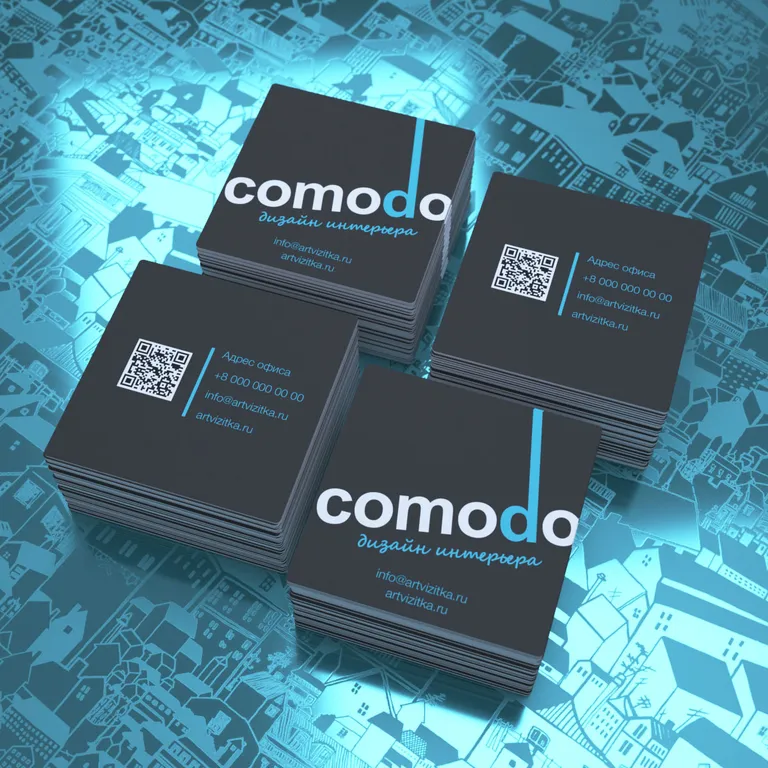 Печать квадратных визиток